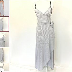 GAP blue and white striped wrap dress